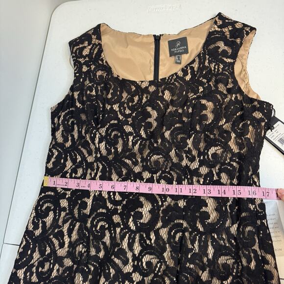 Adrianna Papell Lace Sheath Dress Women's Size 12 Black Nude Sleeveless Short - Picture 13 of 15